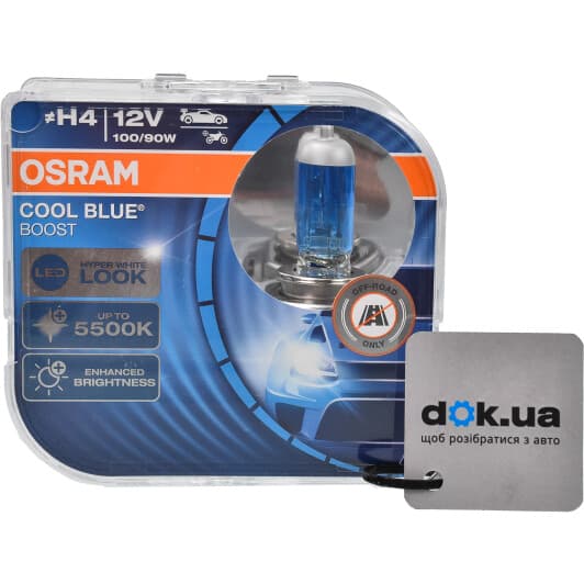 Автолампа Osram Cool Blue Boost H4 P43t 100 W світло-блакитна 62193cbbhcb