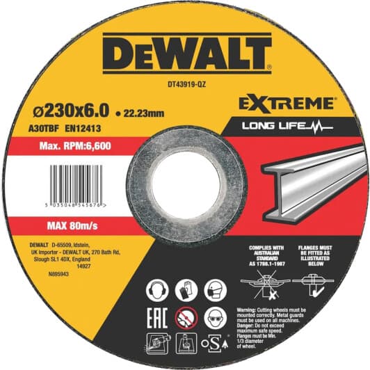 Круг зачистной DeWALT Extreme DT43919 230 мм