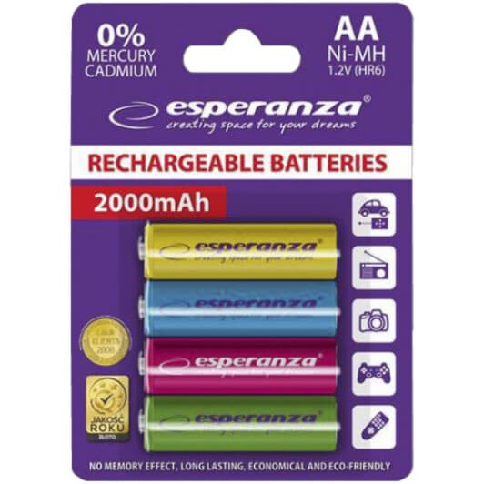 Аккумуляторная батарейка ESPERANZA EZA108 2000 mAh 4 шт