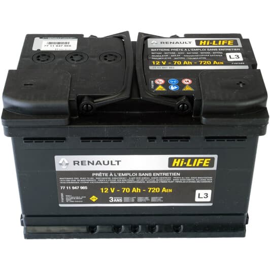 Аккумулятор Renault / Dacia 6 CT-70-R Hi-Life 7711947965