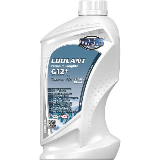 MPM Long Life Premium Coolant G12+ бесцветный -40 °C, 1 л (86001CBL) готовый антифриз