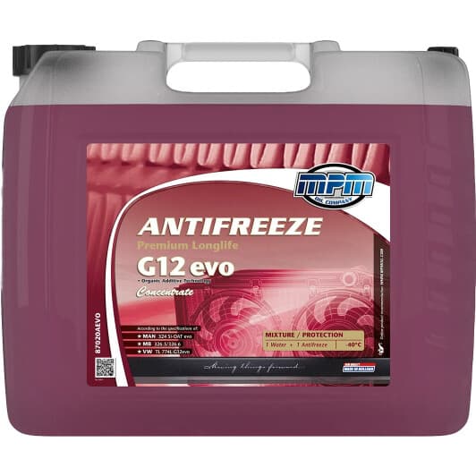 MPM Premium Long Life G12 evo красный 20 л (87020AEVO) концентрат антифриза