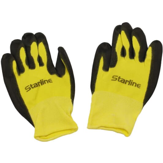 Рукавички робочі Starline нейлонові з поліуретановим покриттям жовті