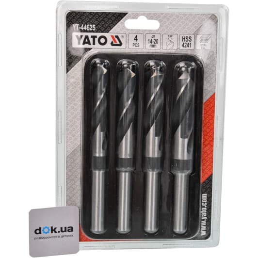 Набор сверл Yato спиральных по металлу YT-44625 14-20 мм 4 шт.