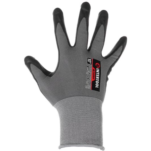 Рукавички робочі Intertool Storm трикотажні з нітриловим покриттям сірий