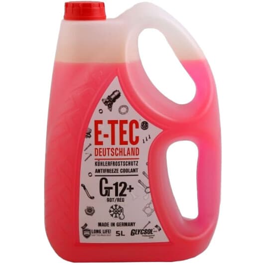 E-TEC Glycsol Long Life G12+ красный -38 °C, 5 л (47702) готовый антифриз