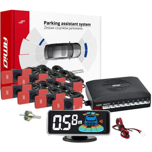 Парктронік Amio Led-Graf 3D 8 з чорними датчиками 8 шт.