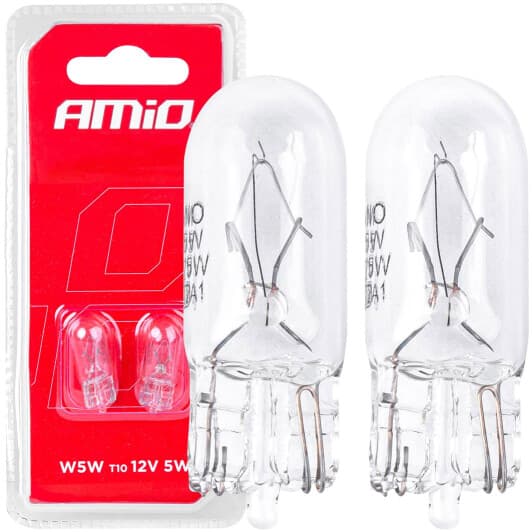 Автолампа Amio W5W T10 5 W прозора 03346