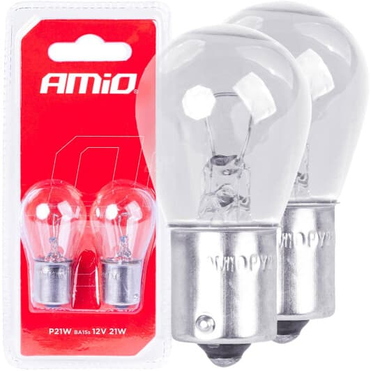 Автолампа Amio P21W BA15s 21 W прозрачная 03351