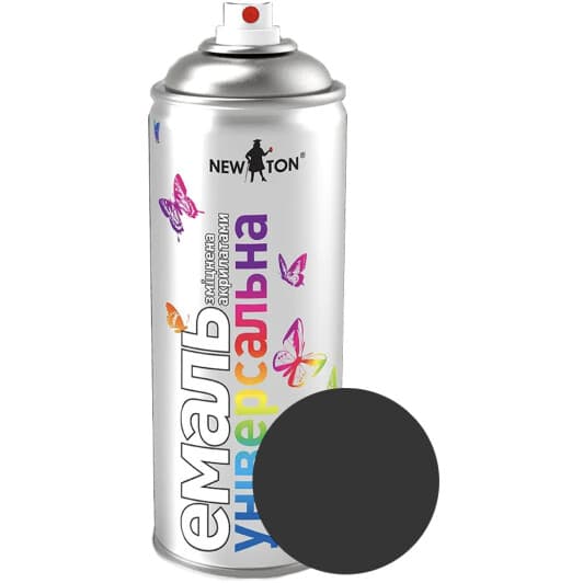 Аэрозольная краска New Ton Универсальная черный янтарь RAL 9005 матовая 400 мл