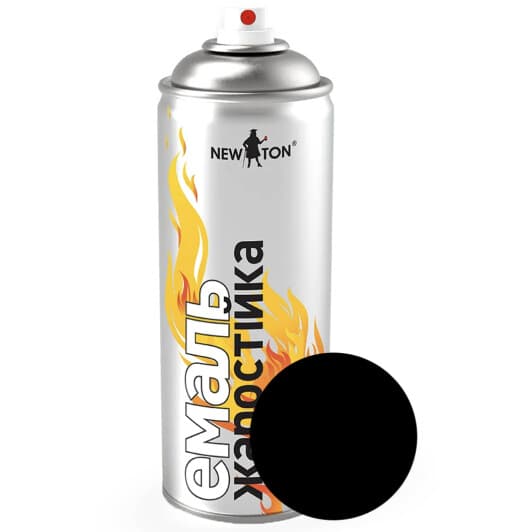 Аэрозольная краска New Ton черная матовая термостойкая 400 мл