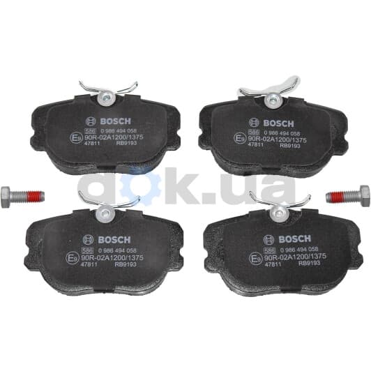 0 986 494 058 Bosch Гальмівні колодки для Mercedes 190