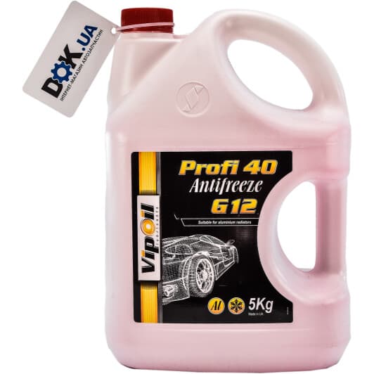 VIPOIL Profi 40 G12 червоний -30 °C, 5 л (701403) готовий антифриз