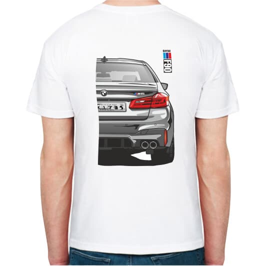 Футболка мужская Avtolife классическая BMW F90 MotorSport White белая принт сзади