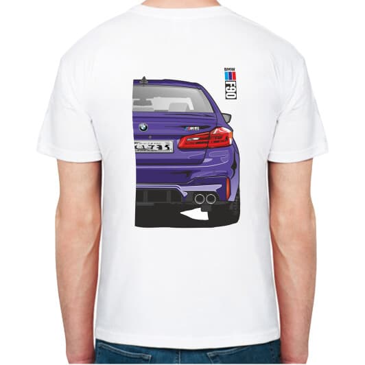 Футболка мужская Avtolife классическая BMW F90 MotorSport Violet белая принт сзади