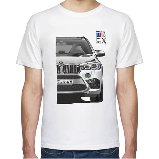 Футболка мужская Avtolife классическая BMW X5 F85 MotorSport White белая принт спереди