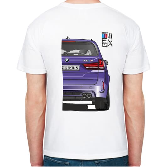 Футболка чоловіча Avtolife класична BMW X5 F85 MotorSport Violet біла принт ззаду