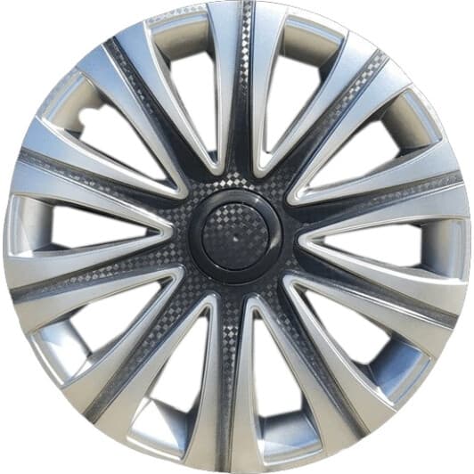 Комплект ковпаків на колеса Star Maybach колір чорний + сріблястий з карбоновою обробкою R15