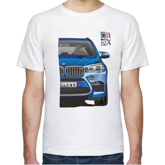 Футболка чоловіча Avtolife класична BMW X5 F85 MotorSport Dark Blue біла принт спереду