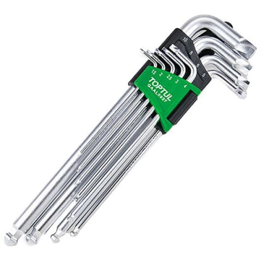 Набір ключів шестигранних Toptul GAAL0927 1,5-10 мм з кулеподібним наконечником 9 шт