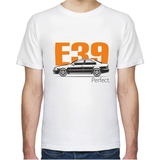Футболка мужская Avtolife классическая BMW E39 Perfect Orange белая принт спереди