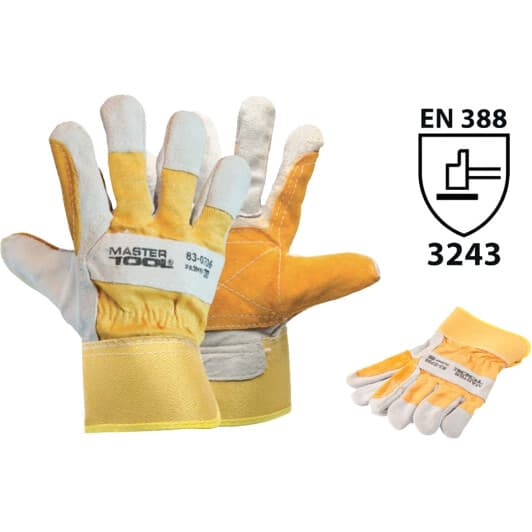 Перчатки рабочие MasterTool замшевые с коттоновыми вставками желтые