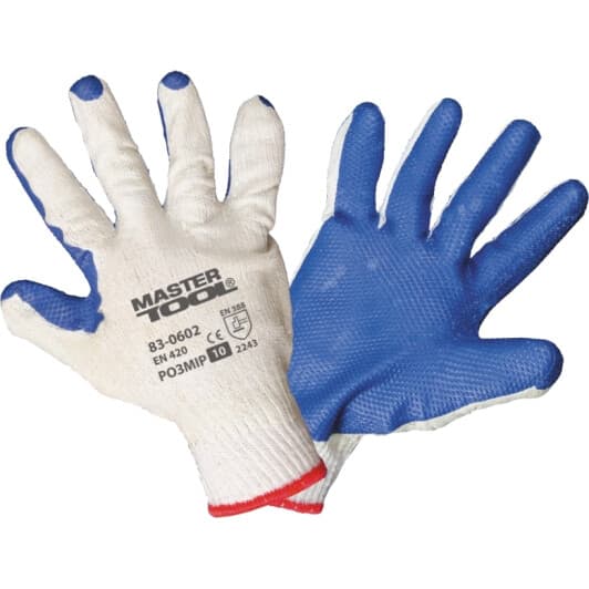 Перчатки рабочие MasterTool трикотажные с латексным покрытием белые