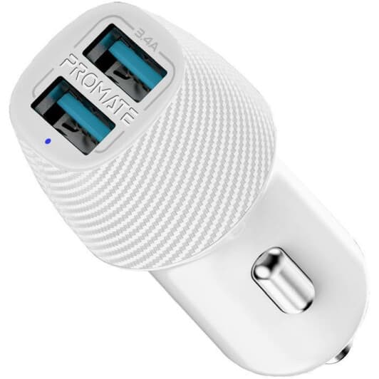 Usb зарядка в авто Promate VOLTRIP-DUO-WHITE