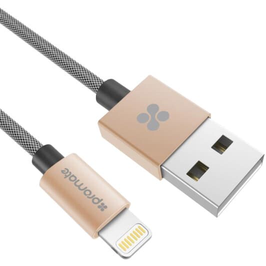 Кабель Promate LINKMATE-LTF2-GOLD USB - Apple Lightning 2 м