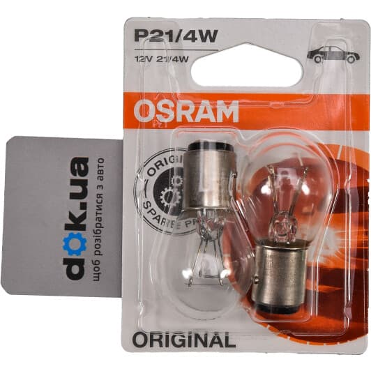 Автолампа Osram Original Line P21/4W BAZ15d 21 W прозрачная 7225-02B
