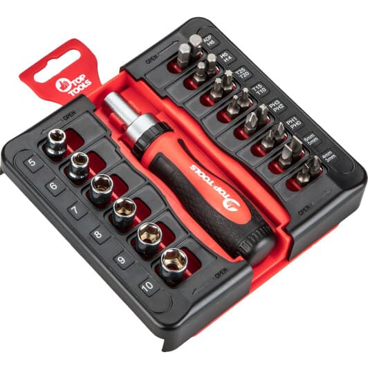Викрутка реверсивна з набором бит Top Tools 39D186