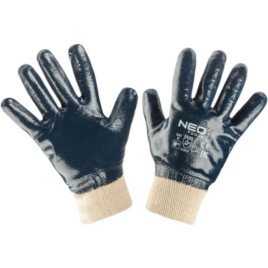 Перчатки рабочие Neo Tools хб с нитриловым покрытием синие