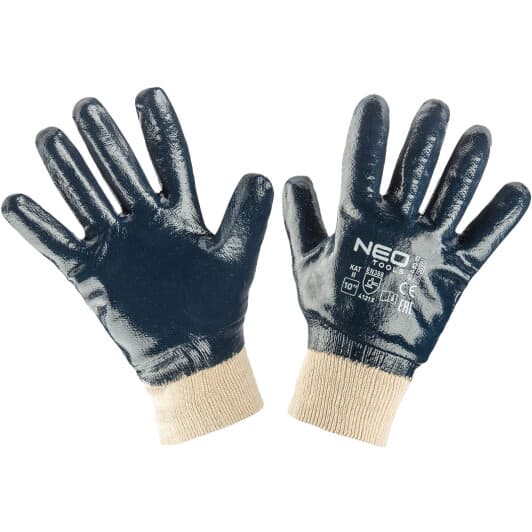 Перчатки рабочие Neo Tools хб с нитриловым покрытием синие