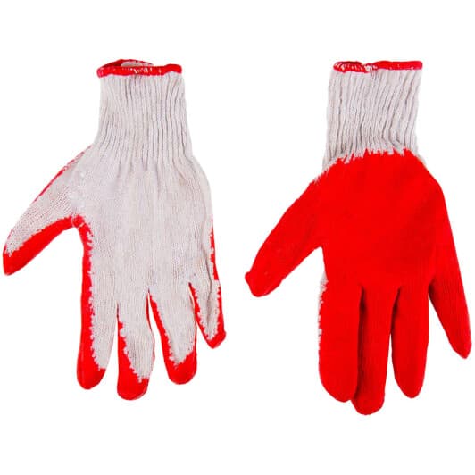 Рукавички робочі Top Tools хб з гумовим покриттям червоні