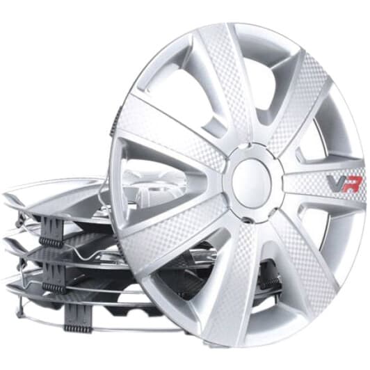 Комплект ковпаків на колеса Argo VR колір білий з карбоновою обробкою R15