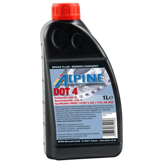 Тормозная жидкость Alpine DOT 4 пластик