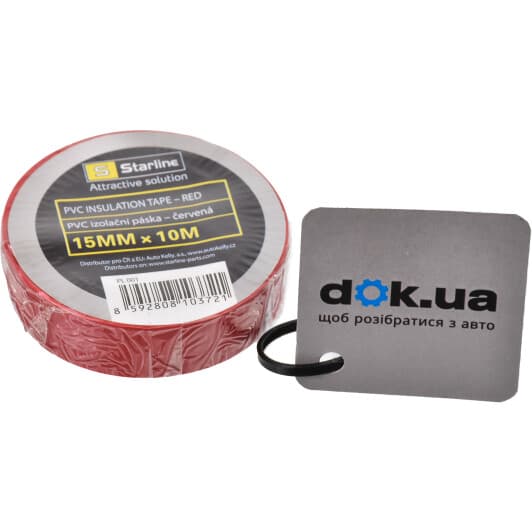 Ізоляційна стрічка Starline PL001 червона ПВХ 15 мм х 10 м