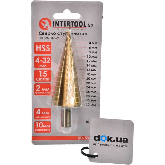 Сверло Intertool ступенчатое по металлу SD-5832 4-32 мм