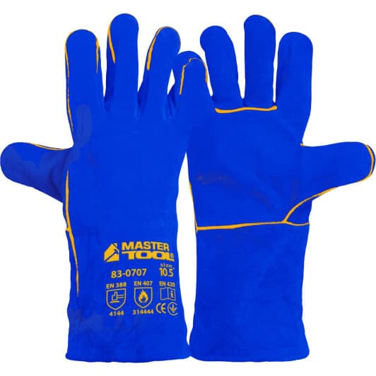 Краги MasterTool кожаные класс АВ синий