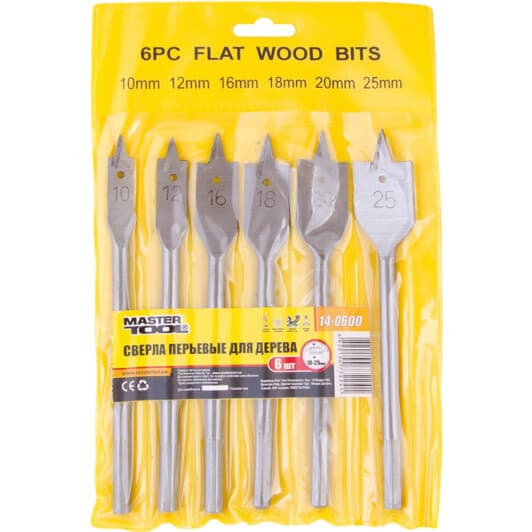 Набор сверл MasterTool перьевых по дереву 14-0600 10-25 мм 6 шт.