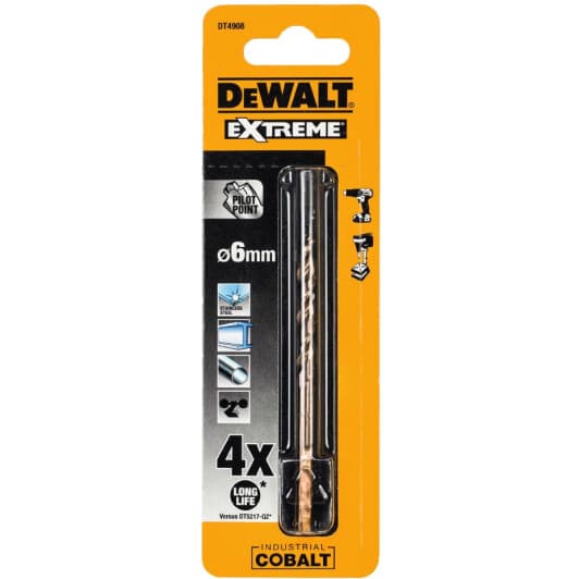 Свердло DeWALT спіральне по металу Extreme Industrial Cobalt DT4908 6 мм