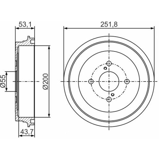 0986477296 Bosch Гальмівний барабан для Toyota Yaris