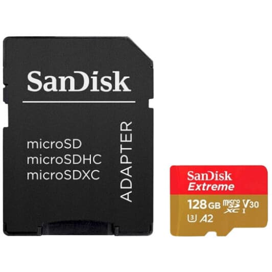 Карта памяти SanDisk Extreme PRO microSDXC 128 ГБ с SD-адаптером