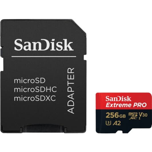 Карта памяти SanDisk Extreme PRO microSDXC 256 ГБ с SD-адаптером