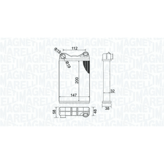 350218456000 Magneti Marelli Радіатор пічки для Fiat Punto