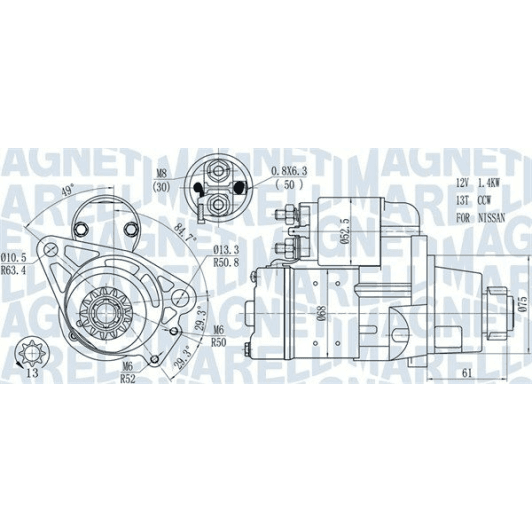 063721306010 Magneti Marelli Стартер для Nissan X-Trail