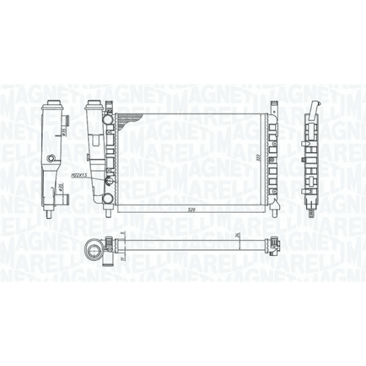350213172400 Magneti Marelli Радіатор охолодження двигуна для Fiat Fiorino