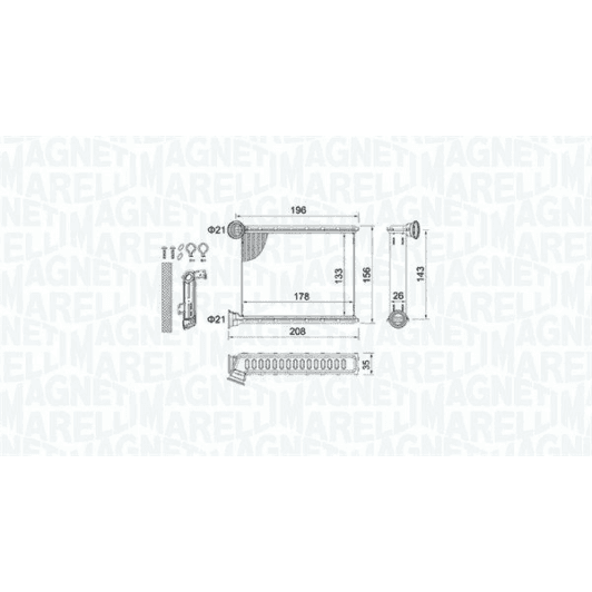 350218459000 Magneti Marelli Радіатор пічки для Renault Clio