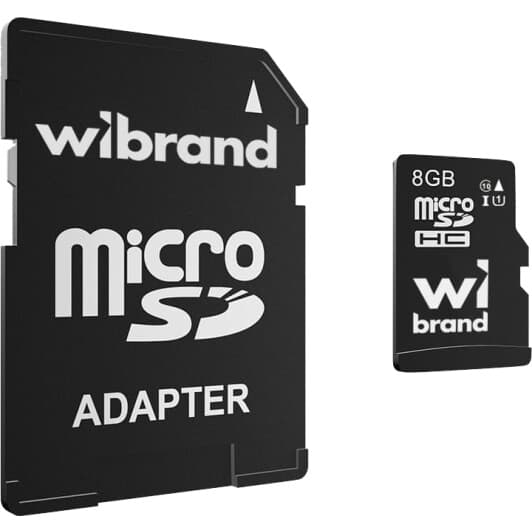 Карта памяти Wibrand microSDHC 8 ГБ с SD-адаптером