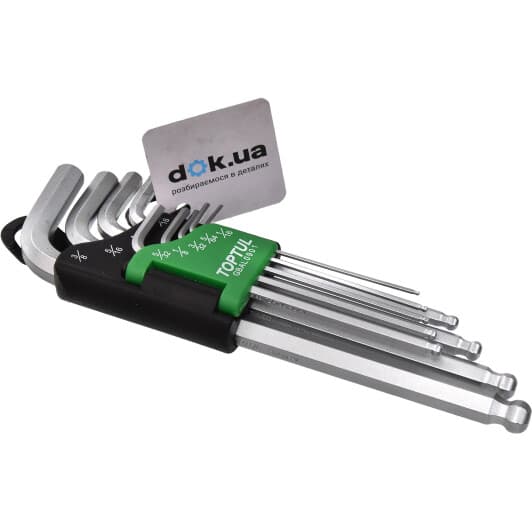 Набір ключів шестигранних Toptul GBAL0901 1/16"-3/8" з кулеподібним наконечником 9 шт